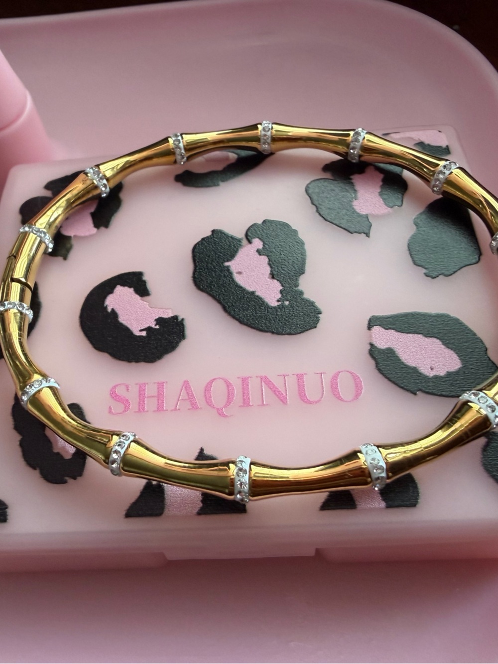 Affordable Fashion Finds Gold-Tone Bamboo-Style Bangle with Crystal Bands